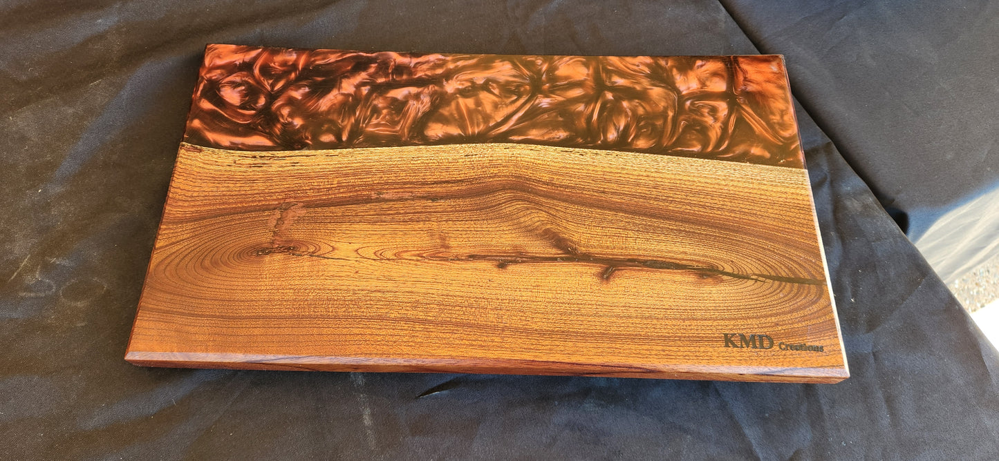 Qld Red Cedar and black/ red resin serving tray
