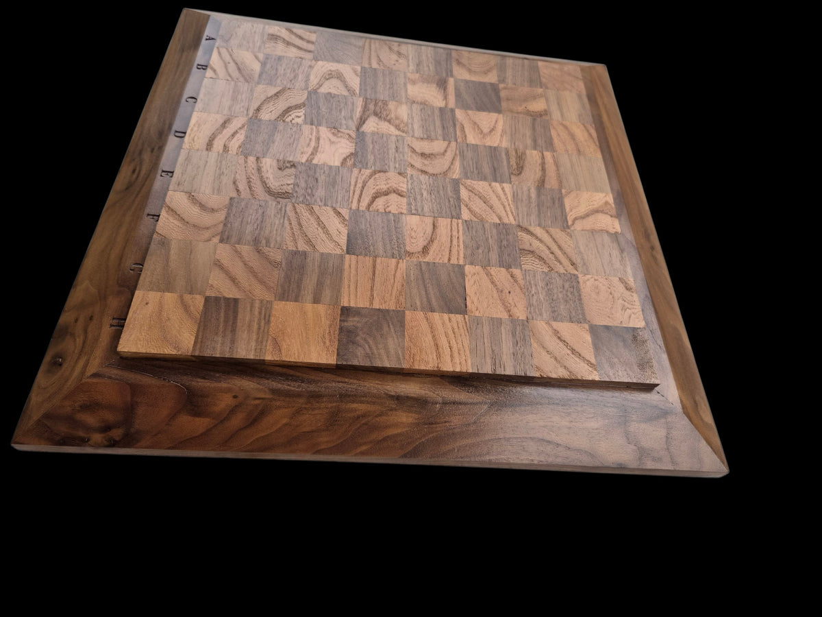Walnut and Elm chess board.