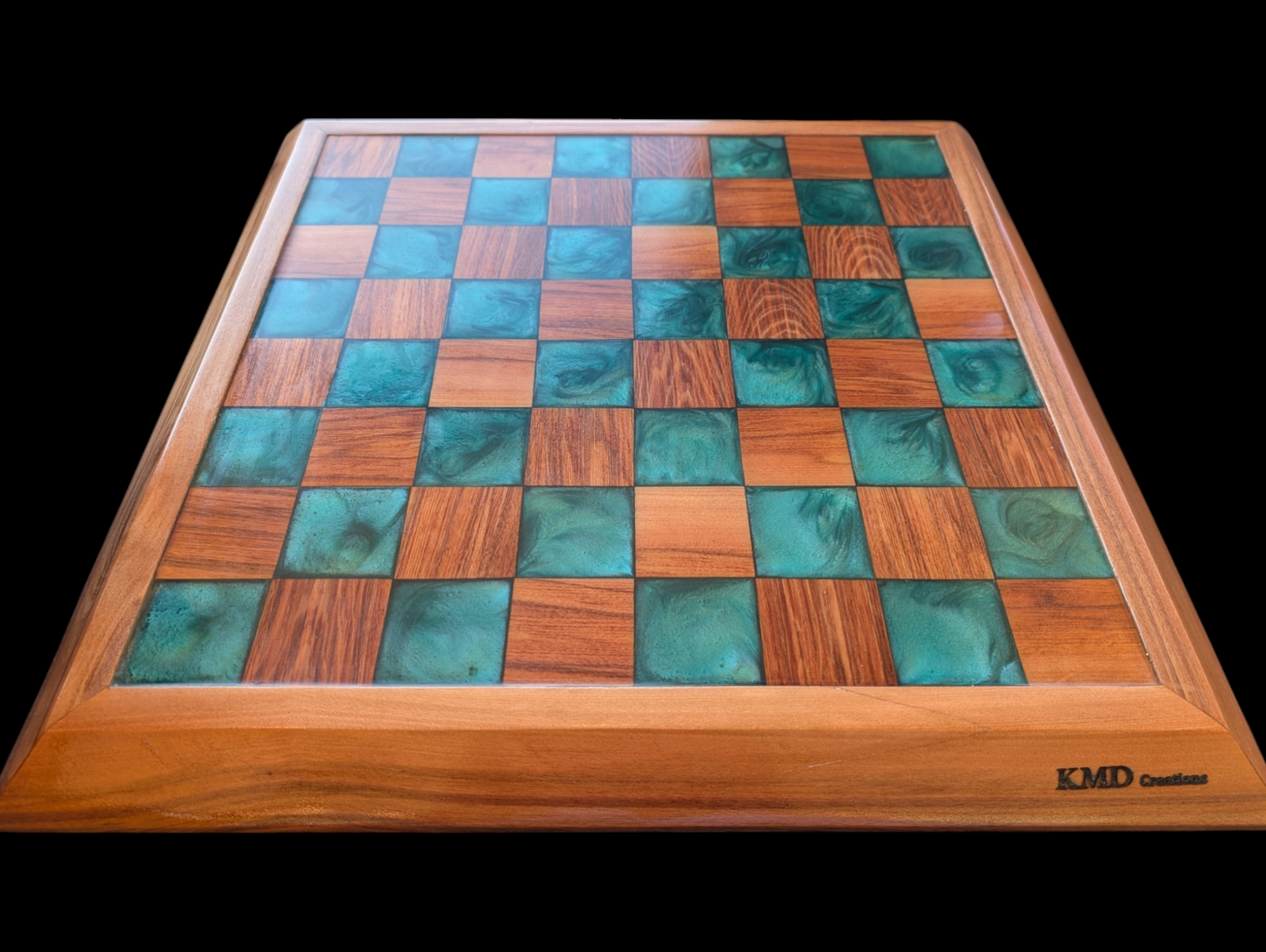 Green resin and Tea tree Chess Board