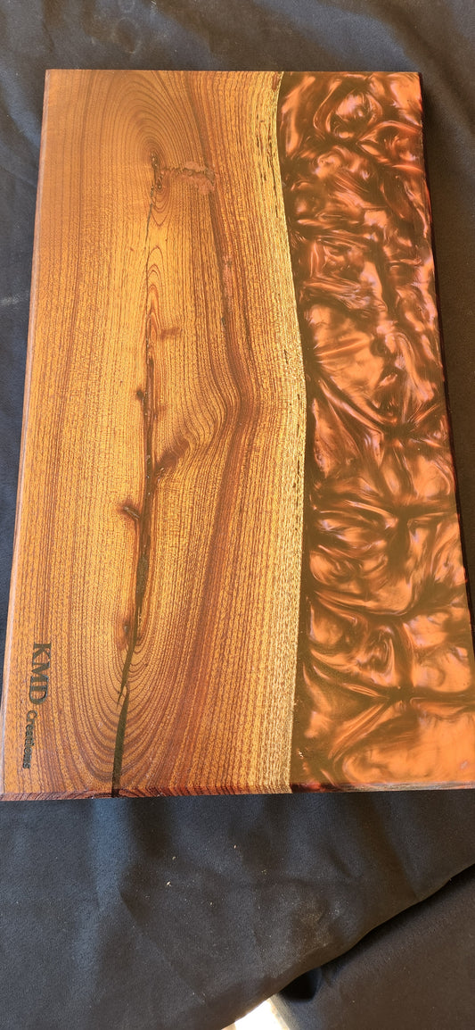 Qld Red Cedar and black/ red resin serving tray
