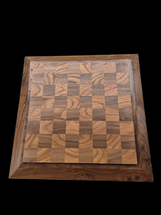 Walnut and Elm chess board.